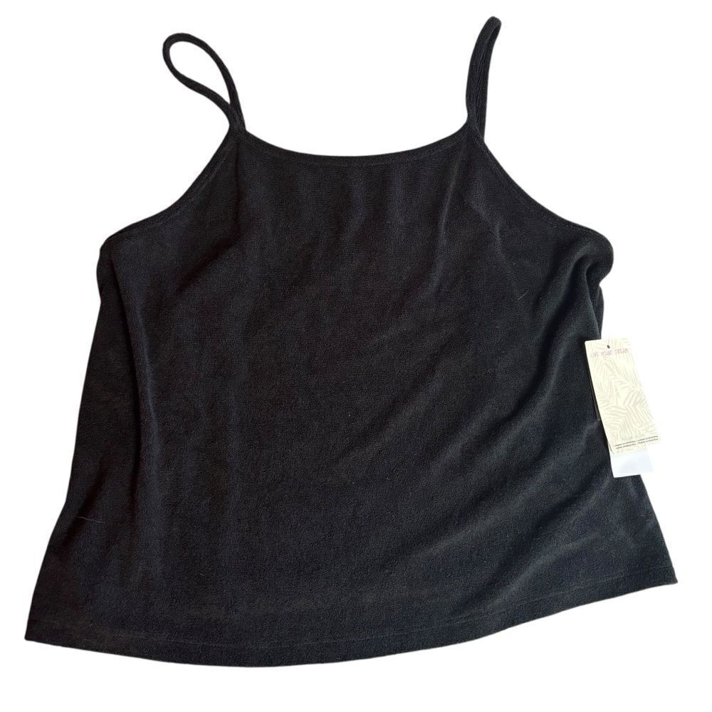 Miken Swim Black Terry Cloth Tank Top Size Large NEW Swim Cover Beach Summer